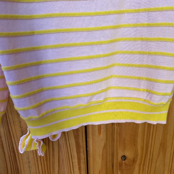 Anthropologie Bishop + Young Sweater Yellow and Pink Stripe 100 % Cotton Women S - Picture 2 of 7